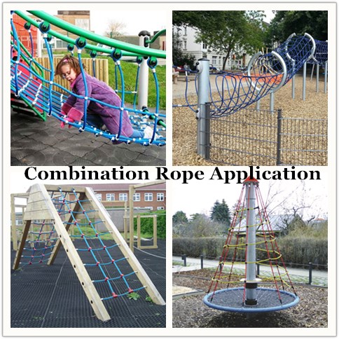 حبل الملعب الخارجي مزيج من 16 ملم 6 خيوط PET أو PP للشبكة التسلق 13