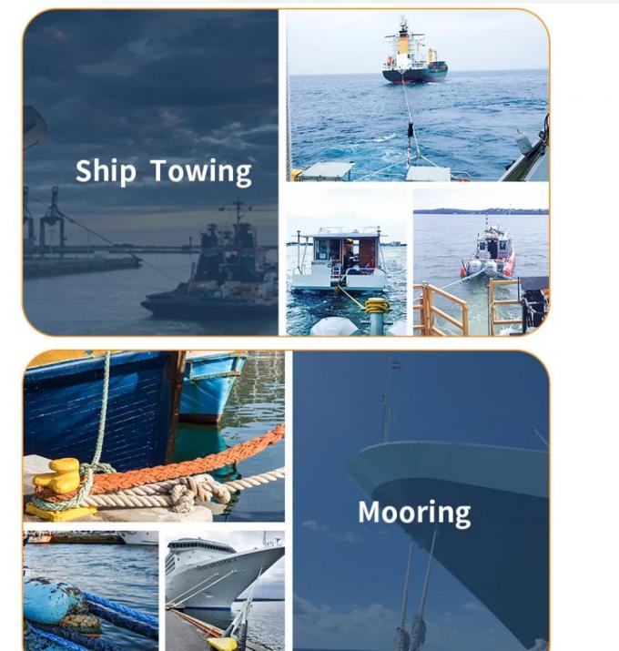 100% مقاومة الأشعة فوق البنفسجية عالية القوة 40mm 8 12 خيط داكرون بوليستر متعدد الألياف حبل رصيف بحري 5