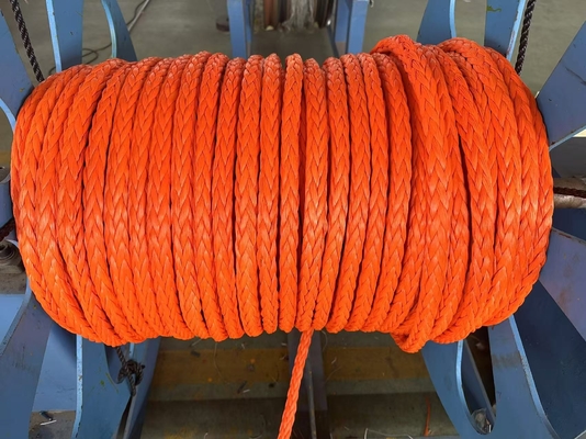 100% حبل Uhmwpe 12 ملم 12 خيوط ملفوفة قوة عالية الحبل القابل للجذب