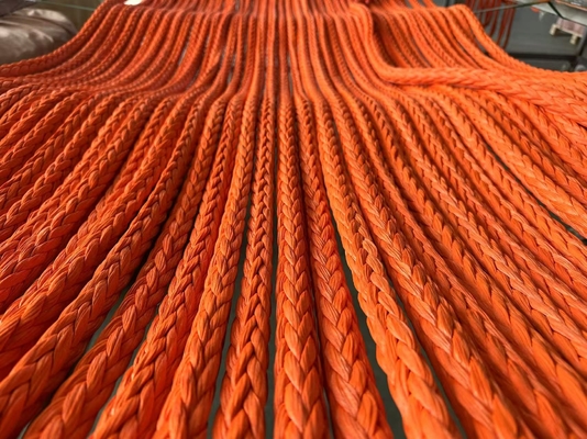 100% حبل Uhmwpe 12 ملم 12 خيوط ملفوفة قوة عالية الحبل القابل للجذب