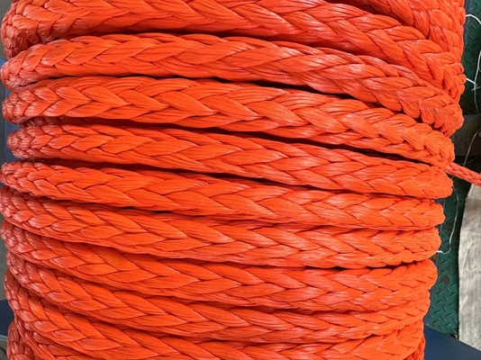 100% حبل Uhmwpe 12 ملم 12 خيوط ملفوفة قوة عالية الحبل القابل للجذب