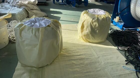 حبل إرساء بحري من UHMWPE مقاوم للأشعة فوق البنفسجية بلون أزرق، 12 جديلة، 22 مم × 220 م مع شهادة DNV