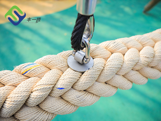 120mm Dia Net Playground Rope Bridge اللون الطبيعي 12 خيوط مضفرة من البوليستر