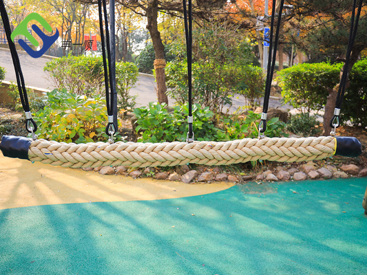 120mm Dia Net Playground Rope Bridge اللون الطبيعي 12 خيوط مضفرة من البوليستر
