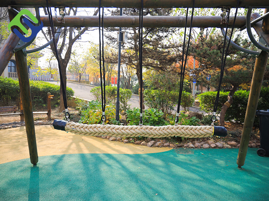 120mm Dia Net Playground Rope Bridge اللون الطبيعي 12 خيوط مضفرة من البوليستر